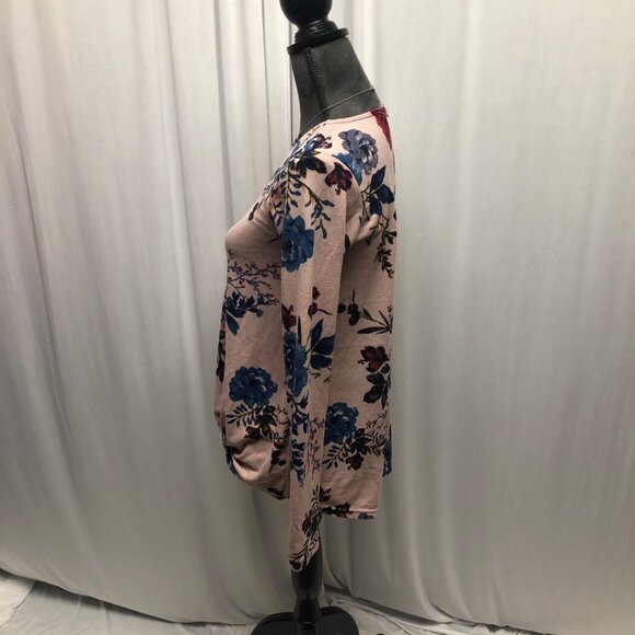 Lildy Pink Floral Knot Front Tunic Womens Size Small Medium Long Sleeve Top NEW - Picture 4 of 9